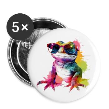 Rako the lizard - Buttons large 2.2''/56 mm (5-pack) - white - Front