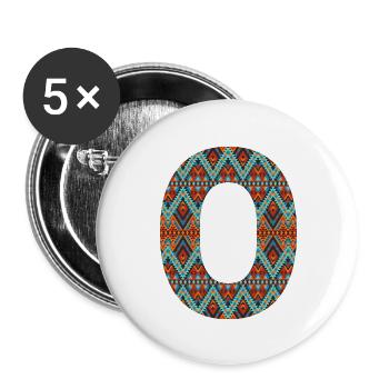 Letter O- boho design, Colorful monogram - Buttons large 2.2''/56 mm (5-pack) - white - Front