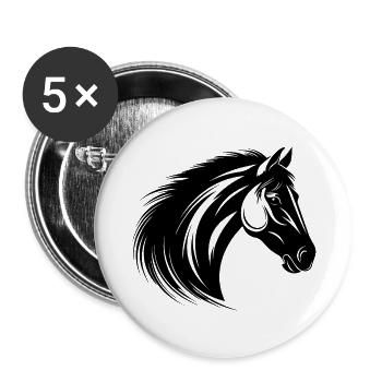 Horse Horse Head Pony - Buttons large 2.2''/56 mm (5-pack) - white - Front