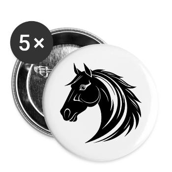 Horse Horse Head Pony - Buttons large 2.2''/56 mm (5-pack) - white - Front