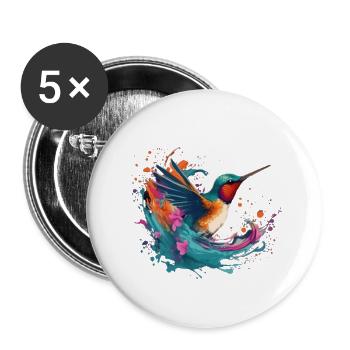 Geai Moqueur Mutlicolore - Lot de 5 grands badges (56 mm) - blanc - Devant