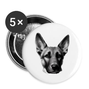 Dog Owner German Shepherd Puppy - Buttons large 2.2''/56 mm (5-pack) - white - Front