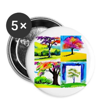 Flüsternde Bäume - Harmonie der Nachhaltigkeit - Buttons groß 56 mm (5er Pack) - Weiß - Vorne