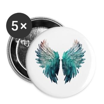 Painted Aquatic Angel Wings - Buttons large 2.2''/56 mm (5-pack) - white - Front