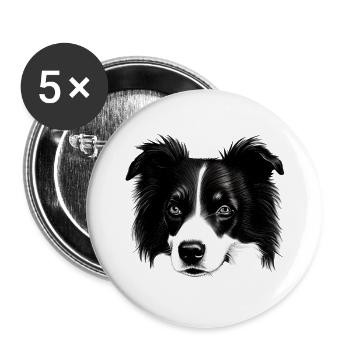 Border Collie Irischer Hütehund - Buttons groß 56 mm (5er Pack) - Weiß - Vorne