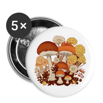 Flowers and mushrooms n°5 - Buttons large 2.2''/56 mm (5-pack) - white - Front