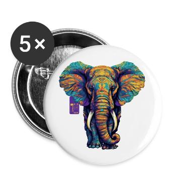 elefant color vector - Buttons groß 56 mm (5er Pack) - Weiß - Vorne