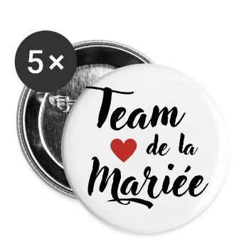 Team de la mariée EVJF - Lot de 5 grands badges (56 mm) - blanc - Devant