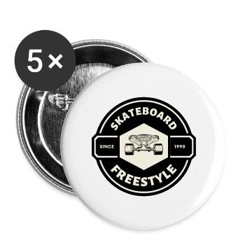 SKATEBOARD FREESTYLE X BOARD FACE - Buttons large 2.2''/56 mm (5-pack) - white - Front
