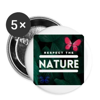 Respect the Nature - Buttons groß 56 mm (5er Pack) - Weiß - Vorne