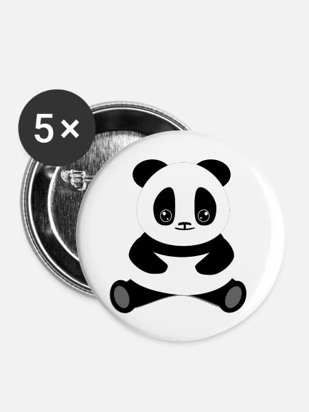 Niedlicher Panda - Buttons groß 56 mm (5er Pack) - Weiß
