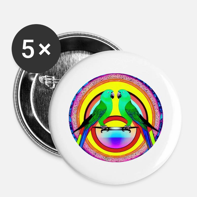 Beautiful Bright Parrot | - Buttons large 2.2''/56 mm (5-pack) - white