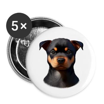 Hundewelpe Rottweiler Hund Rottweilerwelpe Hunde - Buttons groß 56 mm (5er Pack) - Weiß - Vorne