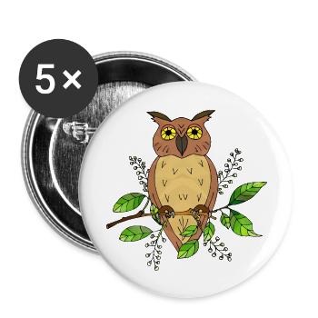 Owl bird - Buttons large 2.2''/56 mm (5-pack) - white - Front