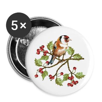 Bunter Vogel - Buttons groß 56 mm (5er Pack) - Weiß - Vorne