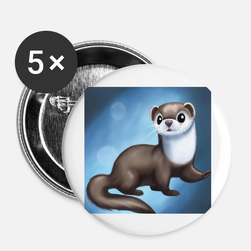 Der kleine Feenotter - Buttons groß 56 mm (5er Pack) - Weiß