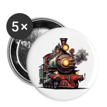 Die majestätische Dampflok - Buttons groß 56 mm (5er Pack) - Weiß - Vorne