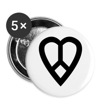 Black heart in peace - Buttons large 2.2''/56 mm (5-pack) - white - Front