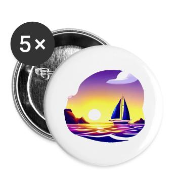 Sailing Sailor Sailing Ship Sailing Sailboat - Buttons large 2.2''/56 mm (5-pack) - white - Front