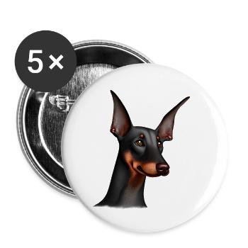 Doberman Trainer Doberman Doberman Puppy Dog - Buttons large 2.2''/56 mm (5-pack) - white - Front