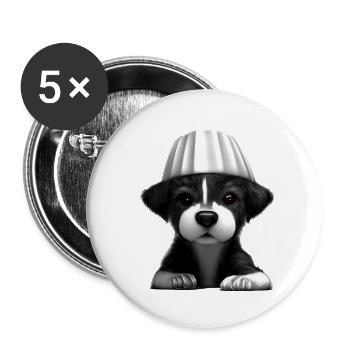 Border Collie Chefs Dog Lover Chef’s Hat Dogs - Lot de 5 grands badges (56 mm) - blanc - Devant