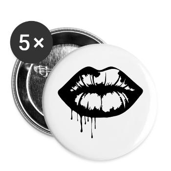 Lips, mouth, kissing lips - Buttons large 2.2''/56 mm (5-pack) - white - Front
