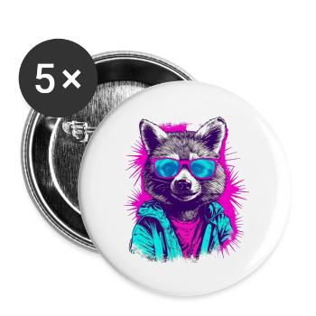 80er - Buttons groß 56 mm (5er Pack) - Weiß - Vorne