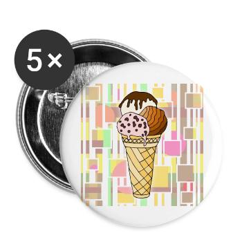 Eis - Buttons groß 56 mm (5er Pack) - Weiß - Vorne