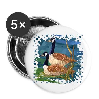 Oiseaux - Lot de 5 grands badges (56 mm) - blanc - Devant