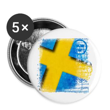 Schweden Schweden Flagge national norden skandinavia - Buttons groß 56 mm (5er Pack) - Weiß - Vorne