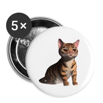 Kätzchen Katzenbesitzer Bengalkatze Katze Kater - Buttons groß 56 mm (5er Pack) - Weiß - Vorne