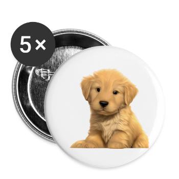 Puppy Golden Retriever Dog Owner Dogs - Buttons large 2.2''/56 mm (5-pack) - white - Front