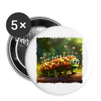 cute caterpillar - Buttons large 2.2''/56 mm (5-pack) - white - Front