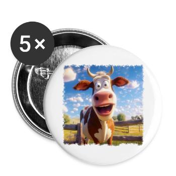 Drôle de vache - Lot de 5 grands badges (56 mm) - blanc - Devant