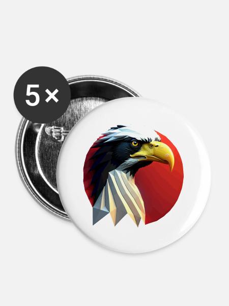 Adler #2 - Buttons groß 56 mm (5er Pack) - Weiß