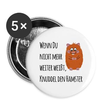 Knuddel den Hamster - Buttons groß 56 mm (5er Pack) - Weiß - Vorne