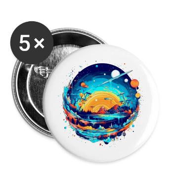 Eine farbenprächtige ferne Welt im Universum - Buttons groß 56 mm (5er Pack) - Weiß - Vorne