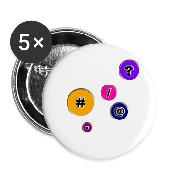 Schaltflächen mit Zeichen - Buttons groß 56 mm (5er Pack) - Weiß - Vorne