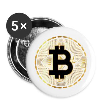 Crypto Bitcoin Trading - Buttons large 2.2''/56 mm (5-pack) - white - Front