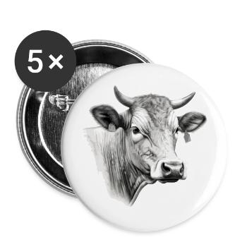 Die Kuh in Bleistift 2 - Buttons groß 56 mm (5er Pack) - Weiß - Vorne