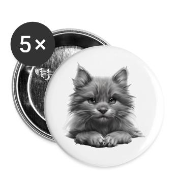 Chaton Maine Coon Cat Cat Propriétaire - Lot de 5 grands badges (56 mm) - blanc - Devant