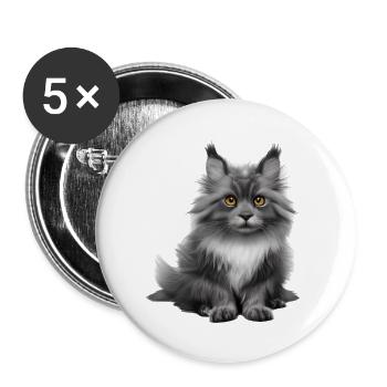 Chaton Chat Maine Coon Propriétaire de chat - Lot de 5 grands badges (56 mm) - blanc - Devant