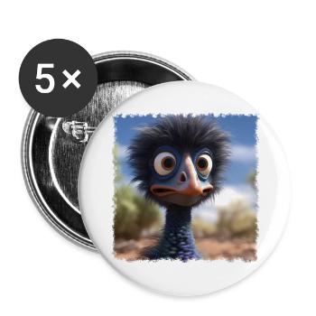 crazy emu - Buttons large 2.2''/56 mm (5-pack) - white - Front