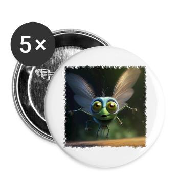 Noeud papillon drôle - Lot de 5 grands badges (56 mm) - blanc - Devant
