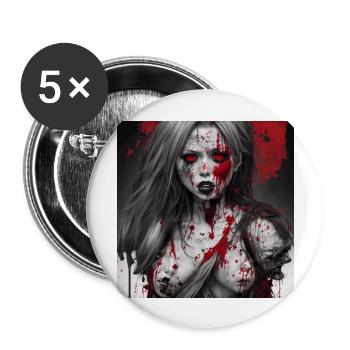 Zombie bloody face - Buttons groß 56 mm (5er Pack) - Weiß - Vorne