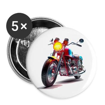 Motorcycle meetings are popular among bikers - Buttons large 2.2''/56 mm (5-pack) - white - Front