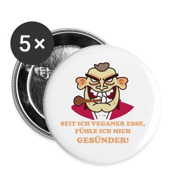 Depuis que je mange végétalien, je me sens en meilleure santé! - Lot de 5 grands badges (56 mm) - blanc - Devant