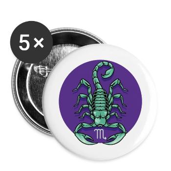 Zodiac - Star Sign - Scorpio - pos - Buttons groß 56 mm (5er Pack) - Weiß - Vorne