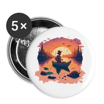 Fishermen in autumn - Buttons large 2.2''/56 mm (5-pack) - white - Front