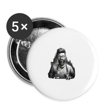 Blutgruppe Barista Coffee Lover weiß - Buttons groß 56 mm (5er Pack) - Weiß - Vorne